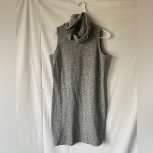 Gray Sleeveless Wide Turtle Neck Dress